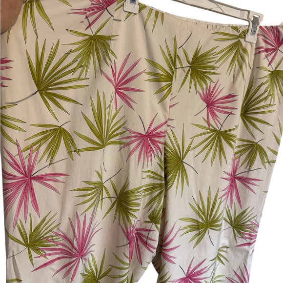 Talbot's Gorgeous  Palm Print Tropical  Silk Blend Stretch Pants PLUS: 24    #J - Picture 2 of 11